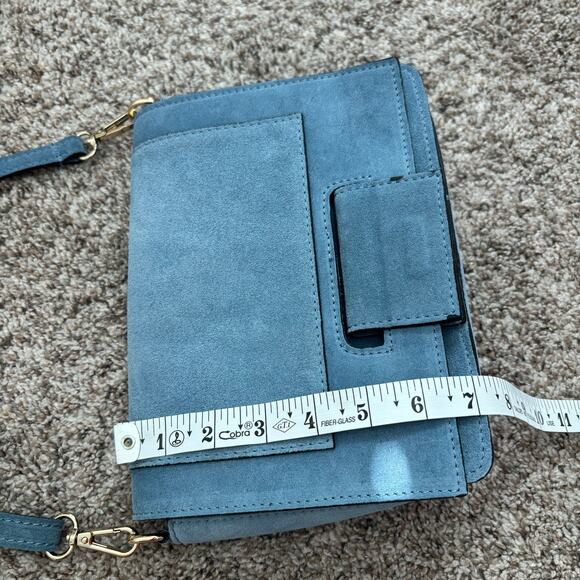 Uno Alla Volta Italian Suede Santo Spirito Crossbody Blue - Picture 10 of 15